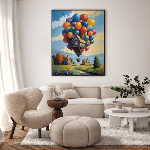 Paint by Numbers Kit for Adults, Balloon House Number Painting, 16x20 Inch - Image 2