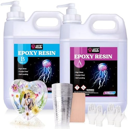 LET'S RESIN Resin Epoxy Kit, 1.5 Gallon Bubble Free & Crystal Clear Epoxy by LETSRESIN