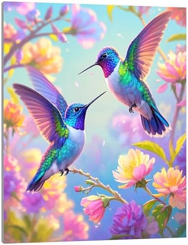TINDAY Paint by Numbers Kit for Adults Paint by Number for Adults Beginner Hummingbird Painting by Number for Adult on Canvas Acrylic Painting Wall Decor 16x20 in by TINDAYPaintbyNumberskit