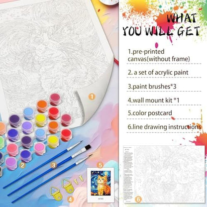 Paint by Numbers Kit for Adults,Cat Paint by Numbers Animals,16x20 lnch - Image 5