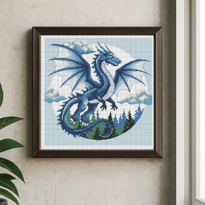 FREEBLOSS 11CT Cross Stitch Kits for Beginner Dragon Stamped Cross Stitch Kit Landscape DIY Embroidery Wall Art Painting Kit with Instructions 17.7" x 17.7" - Image 5