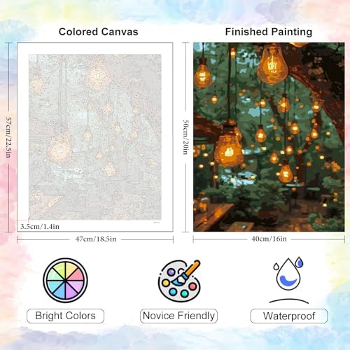 Yezavesu Paint by Numbers Kit for Adults, Scenery Adult Paint by Number Kits on Canvas Without Frame, DIY Acrylic Landscape Painting by Numbers for Home Wall Decor Gift 16x20 Inch - Image 3