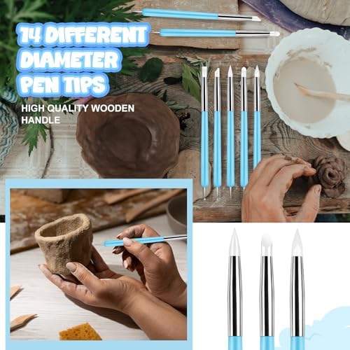 18 Pcs Dotting Tools Silicone Clay Sculpting Tool Ceramic Clay Ball Stylus Pottery Embossing Tool for Rock Modeling Blending, Drawing - Image 5