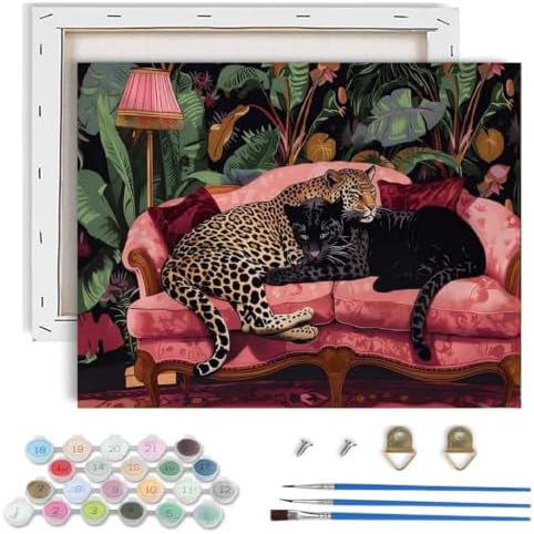 Cheetah Paint by Numbers Kit for Adults,Leopard Paint by Number With Frame by TCDZMYGS