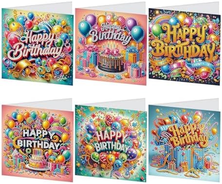 JISHSHAY 6 PCS Diamond Painting Greeting Cards Birthday Cake Diamond Art Happy Birthday Cards with Envelopes Gem Art Mosaic Kits for Adults, for Anniversary Valentine Thank You Graduation All-Occasion by Unknown