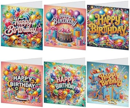 JISHSHAY 6 PCS Diamond Painting Greeting Cards Birthday Cake Diamond Art Happy Birthday Cards with Envelopes Gem Art Mosaic Kits for Adults, for Anniversary Valentine Thank You Graduation All-Occasion by Unknown