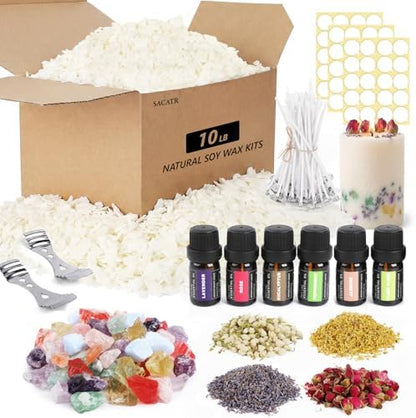SACATR 10LB Natural 100% Soy Wax Candle Making Kit, with DIY Accessories by SACATR