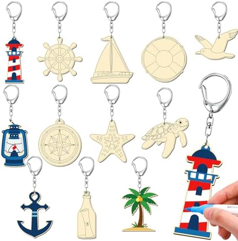 RattanView 24 Pcs Nautical Craft Keychains DIY Keychain, 12 Styles by RattanView