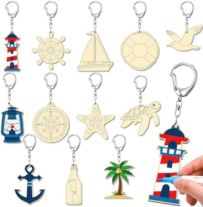 RattanView 24 Pcs Nautical Craft Keychains DIY Keychain, 12 Styles by RattanView