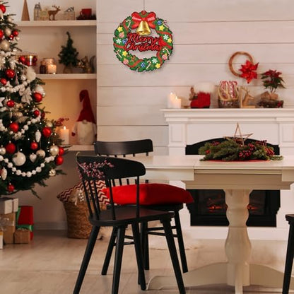 Sereliy 24 Pcs Christmas Coloring Wreath Crafts, Color Your Own Christmas Crafts, DIY Paper Xmas Wreath for Classroom Activities, Games. (Bell) - Image 5