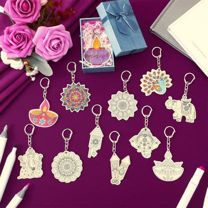 RattanView 24 Pcs Diwali Craft Keychains DIY Keychain, 12 Styles - Image 4