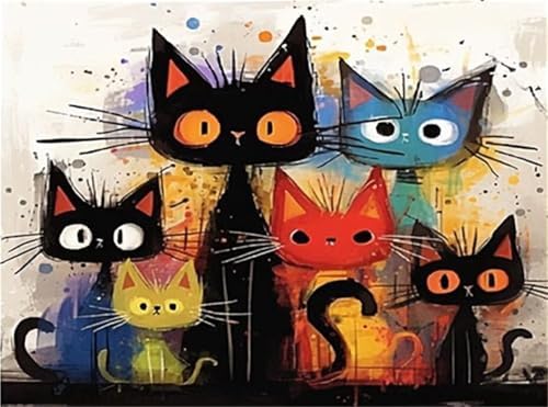Hestarcul Cat Paint by Numbers Kits for Adults,Easy Adult Painting by Number on Canvas for Beginner, DIY Watercolor Painting for Gift Home Decor Relax. (cat) by Hestarcul