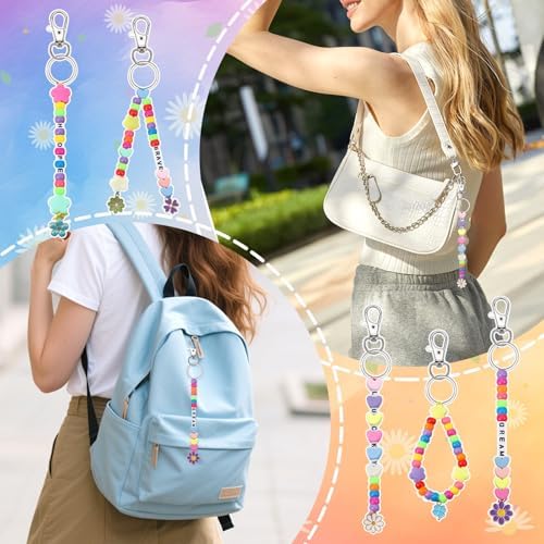 AUGSUN 713Pcs Colorful Bead Keychain Making Kit DIY Keychain Craft - Image 3
