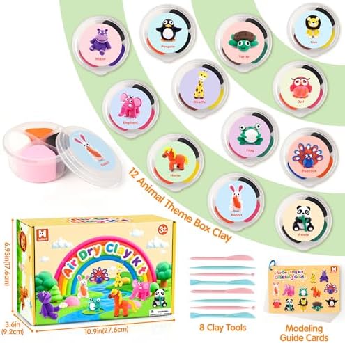 Helsort Air Dry Clay Kit for Kids, 12 Animals Modeling Clay Set, Kids Craft - Image 2
