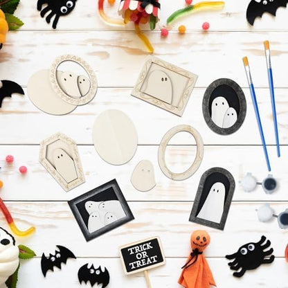 Simgoing 12 Set Adult Halloween Craft, Wood Ghost DIY Frame, Ordinary Style - Image 3