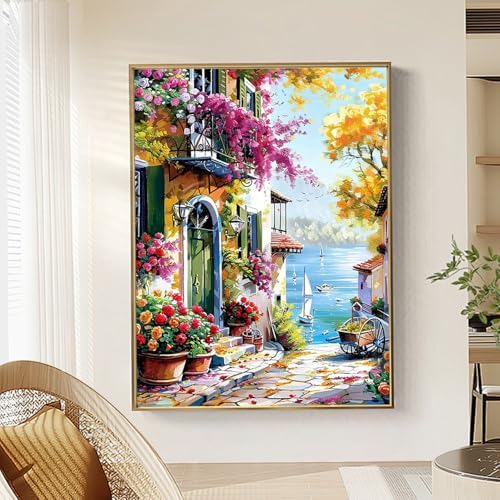 Qaisxoty Paint by Numbers Kit for Adult - Lane Road Rolled Adult Paint by Number, Complete Paint by Numbers Kit with Canvas, Box, Brushes, Acrylic Paints - DIY Home Decor & Gift (12”x16”) - Image 2