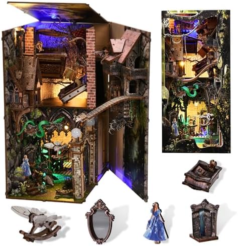 DIY Book Nook Kit, Alice Down The Rabbit Hole Miniature House Kit with LED by CCCDF