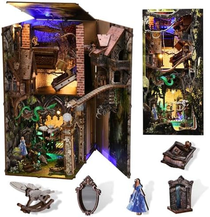 DIY Book Nook Kit, Alice Down The Rabbit Hole Miniature House Kit with LED by CCCDF
