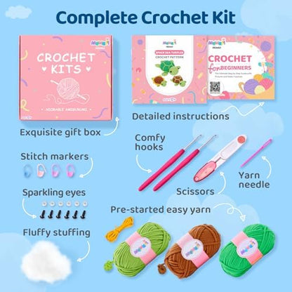 Mewaii Crochet Kit for Beginners, 3 Pack Sea Turtles Craft Set - Image 3