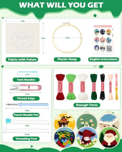 FIVEIZERO Punch Needle Kit for Beginners,Santa Claus Pattern - Image 2