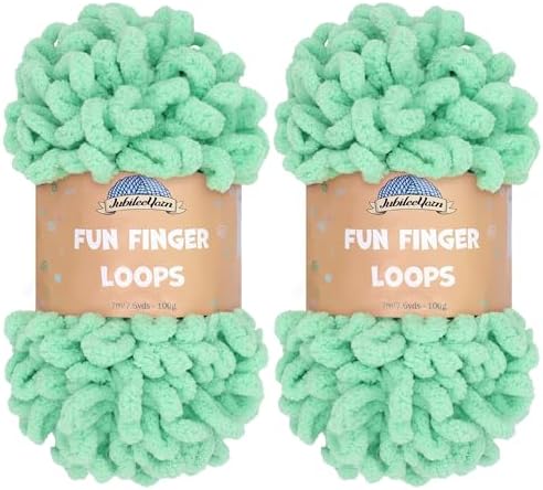JubileeYarn Fun Finger Loops Yarn - Peppermint - 2 Skeins by BambooMN