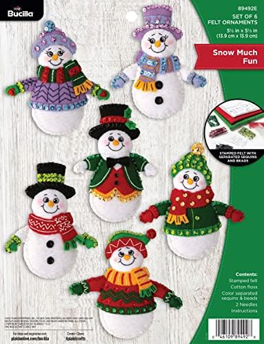 Bucilla Felt Applique 6 Piece Ornament Making Kit, Snow Much Fun, Perfect for DIY Arts and Crafts, 89492E by Bucilla