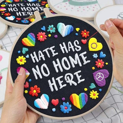 Nuberlic Embroidery Kit for Beginners - LGBT Love Pattern Adults Starter Cross Stitch Kit DIY Needlepoint with Hoop, Pre-Printed Fabric, Threads & Step-by-Step Guide - Image 3