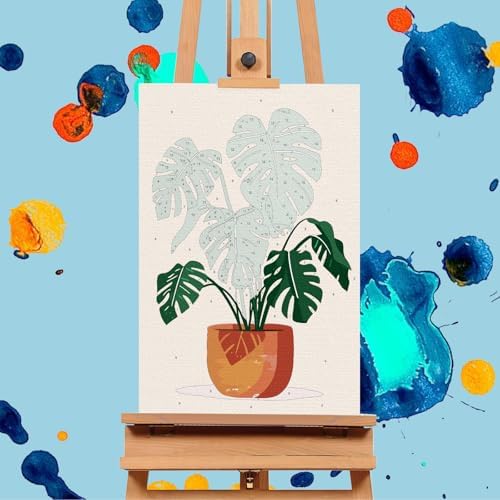 6 Pack Paint by Numbers Kit for Adults, Potted Green Plant, 8x12 Inch - Image 4