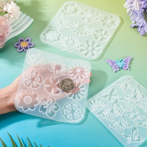 3Pcs Flower Butterfly Pendant Silicone Molds Assorted Floral Insect Animal Jewelry Casting Resin Molds for Epoxy Resin DIY Crafts Earring Necklace Making - Image 5