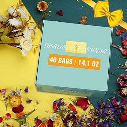 40 Bags Natural Dried Flowers Kit, Natural Dried Herbs with 2 Mesh Drawstring Bag for Soap,Candle,Resin Jewelry Making,Bath,Nail - Rose Petals,Rosebuds,Lilium,Jasmine,Don't Forget Me and More - Image 6