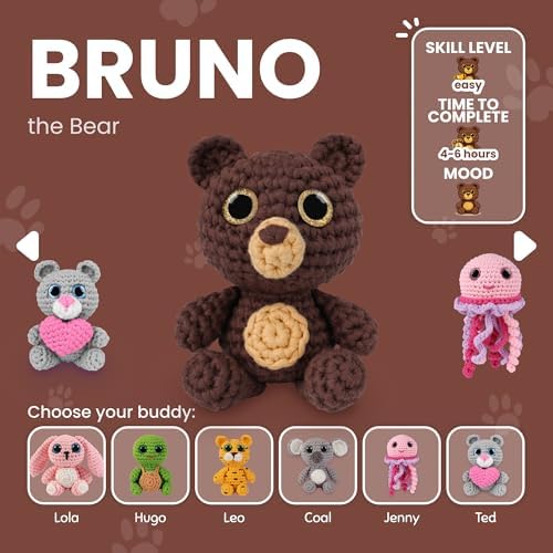 Cookie Box Crochet Kit for Beginners, Bear Bruno - Image 3
