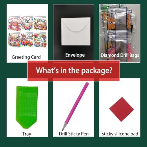 DIY Diamond Art Birthday Cards Kit - 6 Blank Greeting Cards & Envelopes,5D Diamond Arts Greeting Cards Set, Handmade Creative Gift for Beginners,Adults,Includes Tools - Image 7