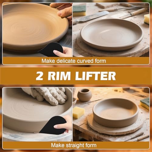 12Pcs Acrylic Pottery Rim Lifter and Pottery Ribs Foot Shaper Kit Pottery Ribs Pottery Carving Tools Pottery Shaping Toolm for Plate, Bowl,Slab Forms DIY Carving Molds Clay Ceramics,4 Design - Image 2