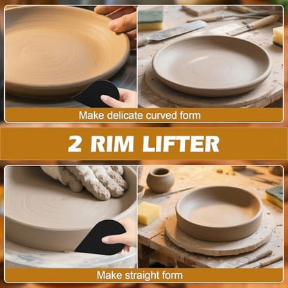 12Pcs Acrylic Pottery Rim Lifter and Pottery Ribs Foot Shaper Kit Pottery Ribs Pottery Carving Tools Pottery Shaping Toolm for Plate, Bowl,Slab Forms DIY Carving Molds Clay Ceramics,4 Design - Image 2