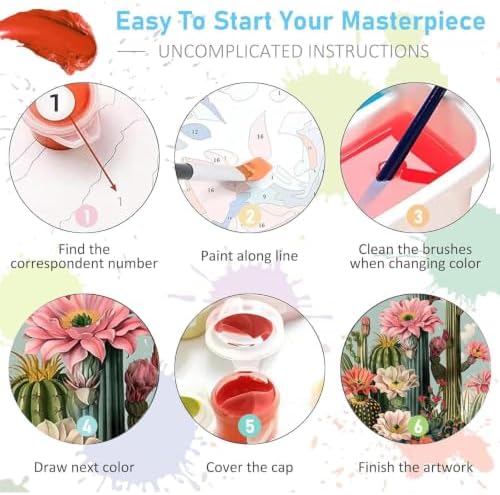 2 Pack Paint by Numbers Kit for Adults Framed Canvas, with Wooden Easel - Image 6