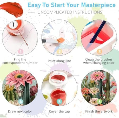 2 Pack Paint by Numbers Kit for Adults Framed Canvas, with Wooden Easel - Image 6