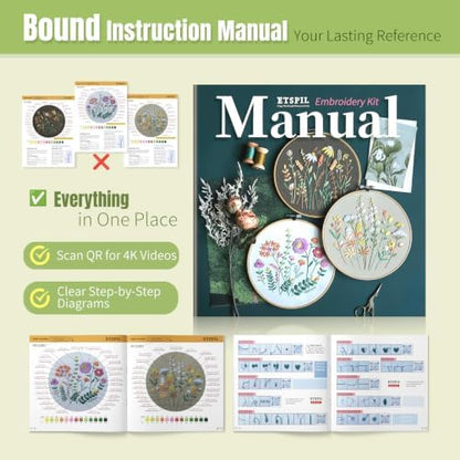 ETSPIL Embroidery Kit for Beginners, 11 Stitches, Easy to Follow, 4K Video - Image 5