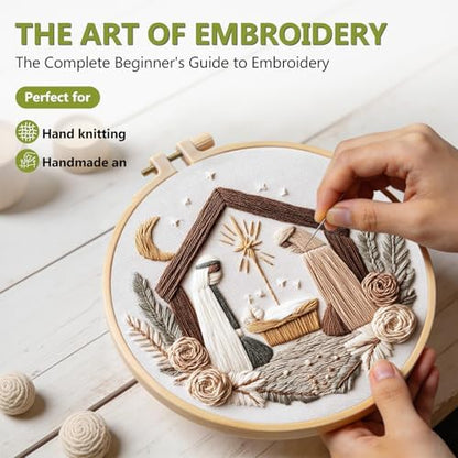 Santune Christian Embroidery kit,Nativity Scene Needlepoint Cross Stitch Kits for Beginners Adult,Needle Point Sets,4 Embroidery,2 Hoops,Christmas Ornaments - Image 2