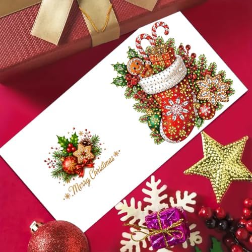 6Pcs Christmas Greeting Card DIY Diamond Art Painting Blessing Folding Card Kit for Adults Beginners with White Envelopes and Tools for Holiday Xmas Arts Crafts Gift-Christmas03 - Image 7