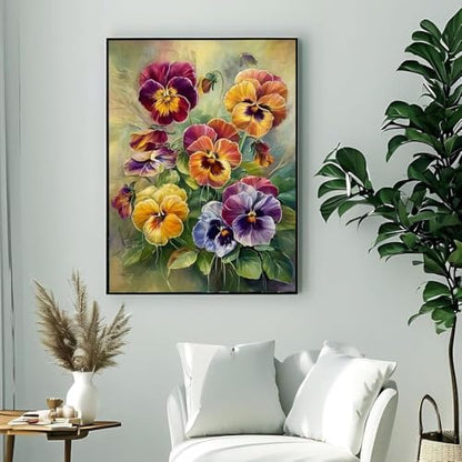 AIBOERL Paint by Numbers Kit for Adults Beginner, Pansies, 12X16In - Image 2