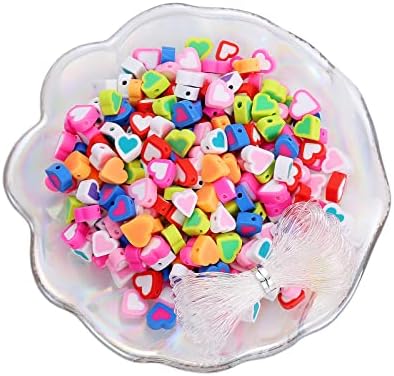 100pcs Contrast Color Love Heart Polymer Clay Beads for Women Jewelry Making DIY Bracelet Necklace Hair Clip Accessories (Mixed Heart) by LUBINGSHINE