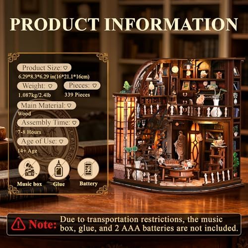 SUNNINO Library Book Nook Kits for Adults, Bacchus DIY Miniature Dollhouse - Image 3