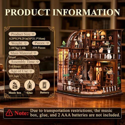 SUNNINO Library Book Nook Kits for Adults, Bacchus DIY Miniature Dollhouse - Image 3