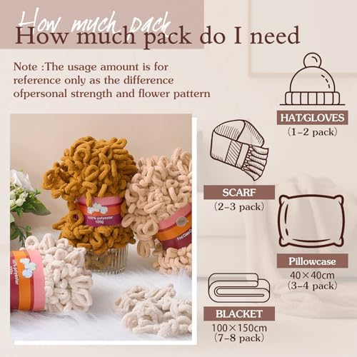 Threlaco 6 Skein Loop Yarn for Finger Knitting 600g, Beige, Khaki, Turmeric - Image 4