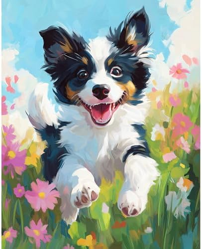 Natuyalo Dog Paint by Numbers Kit for Adults Beginners, Animals Acrylic Paint by Number Kits on Canvas for Adults Without Frame, DIY Painting Kits for Home Wall Decor 16x20 inch by Natuyalo