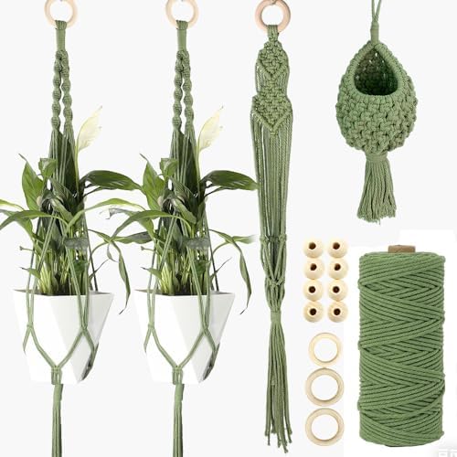 BUFANTL Macrame Kit for Beginners, 4-in-1 Plant Hanger Set - DIY Hanging Planter Craft Kit with 3 Tutorials for Home & Garden Decor, Ideal Handmade Gift by Unknown