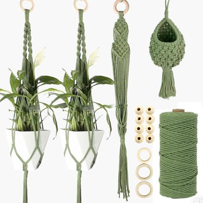 BUFANTL Macrame Kit for Beginners, 4-in-1 Plant Hanger Set - DIY Hanging Planter Craft Kit with 3 Tutorials for Home & Garden Decor, Ideal Handmade Gift by Unknown