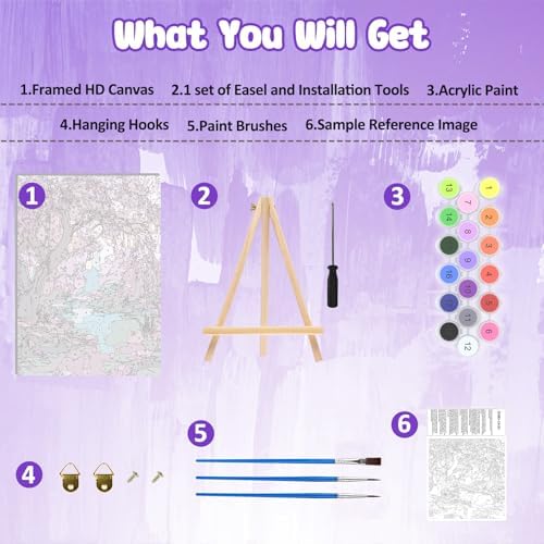 MAXBYE Framed Paint By Numbers Kits for Adults with Wooden Easel, DIY Dream Tree Adult Paint by Number Kits, Oil Acrylic Paintings Kit for Beginners Gift Home Wall Garden Decor 10×14 Inch - Image 6