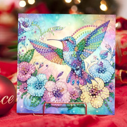 jinglinhh 6pcs Diamond Art Painting Flowers Butterfly Dragonfly Lion Tiger Hummingbird Greeting Cards with Envelopes, DIY Card Making Kits for Adults, Diamond Art Postcards Holiday Cards Craft Gifts - Image 3