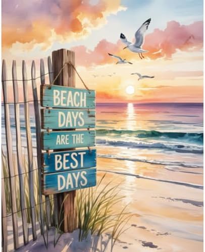 Paint by Numbers Kit for Adults, Beach DIY Acrylic Painting Kit, 16x20 Inch by CytheronDIYKit